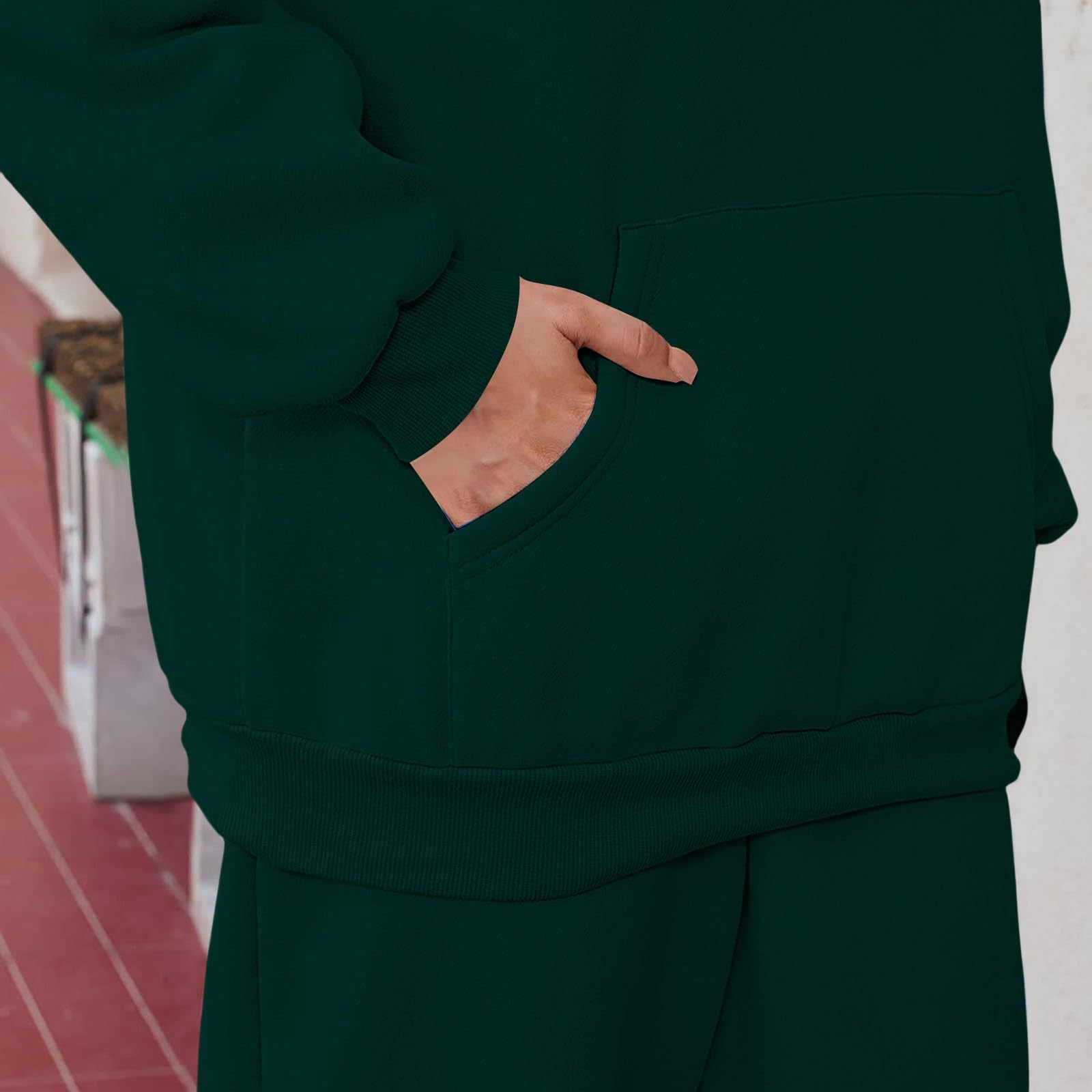 Damen Hausanzug 2 Teiler Kuschelig Pullover Sweatshirt Und Jogginghose mit Tunnelzug Taschen Elegant Baumwolle Große Größen Freizeitanzug Autumn Winter Tracksuit 2 Teiler