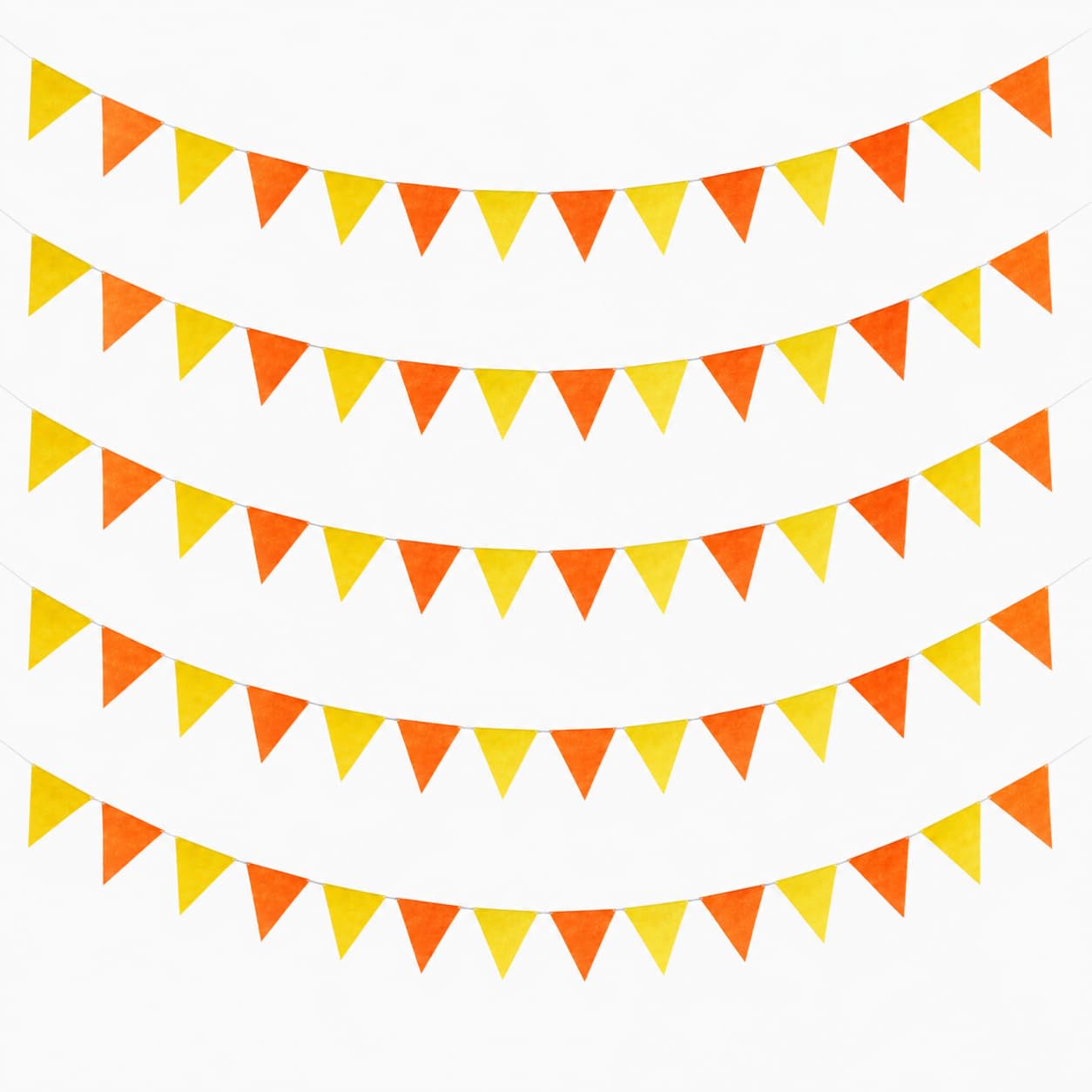 Orange Yellow Bunting Banner, Multicolor Triangle Flag Garland Decorations, 6 Pack 72 Flags for Birthday Party Wedding Baby Shower Festival Events