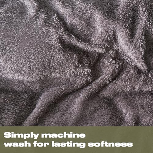 Brentfords Grey Teddy Fleece Single Duvet Set, Grey Single Bed Duvet Cover Set With Pillowcases Thermal Bedding Single Duvet Cover Ultra Soft Warm Fluffy - 5