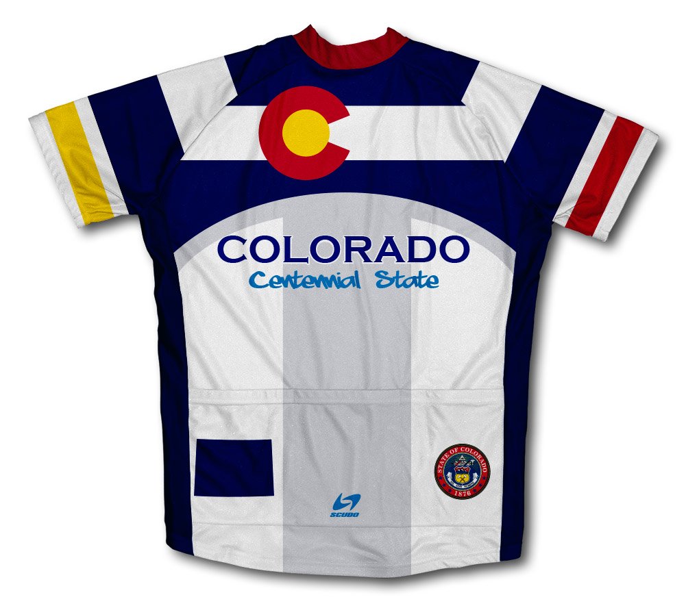 ScudoPro Colorado Flag Short Sleeve Cycling Jersey for Men - Size L