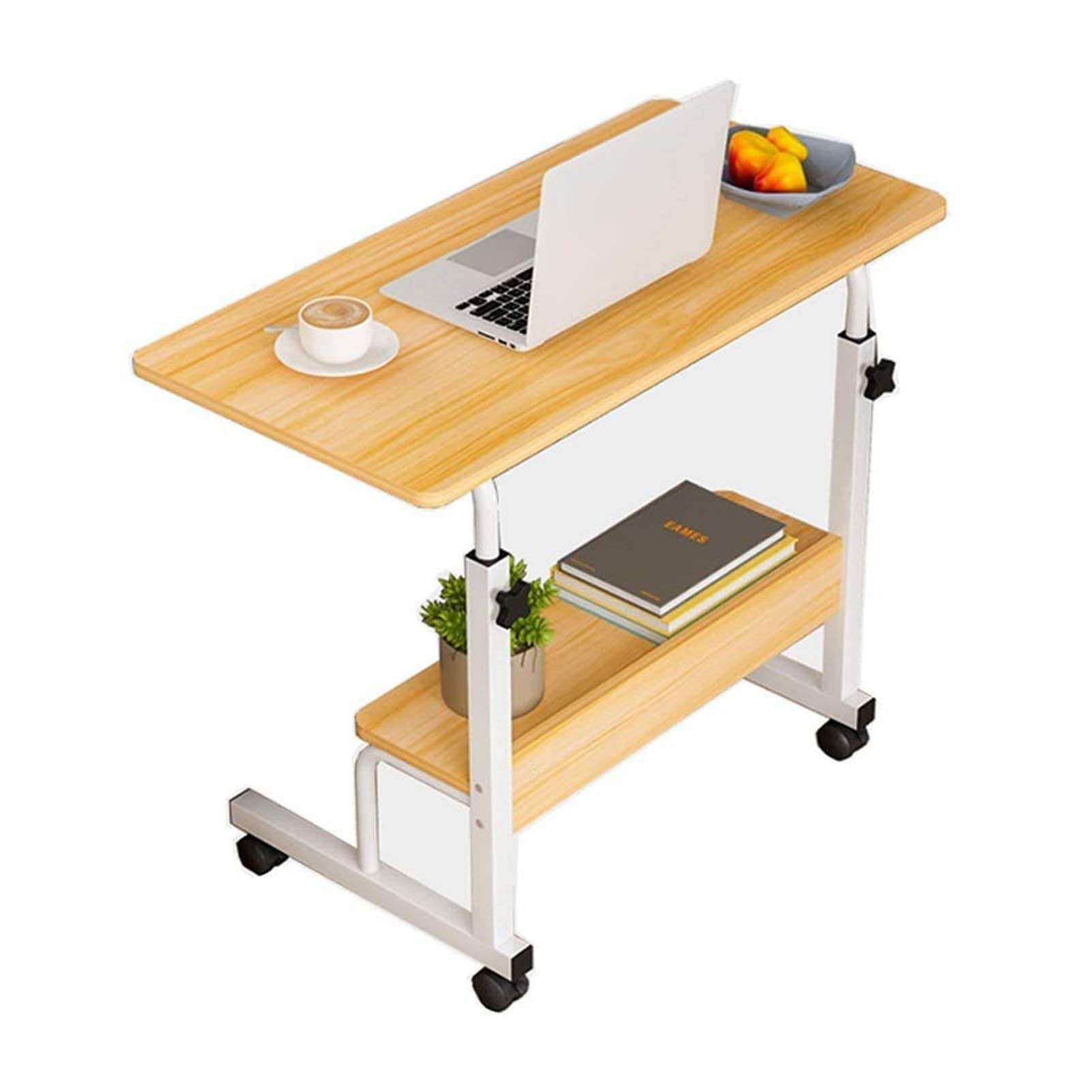 MYUYEE Laptop Computer Stands Mobile Desk Mobile Laptop Desk Cart Height Adjustable Rolling Desk Laptop Desk Stand Bed Table For Eating
