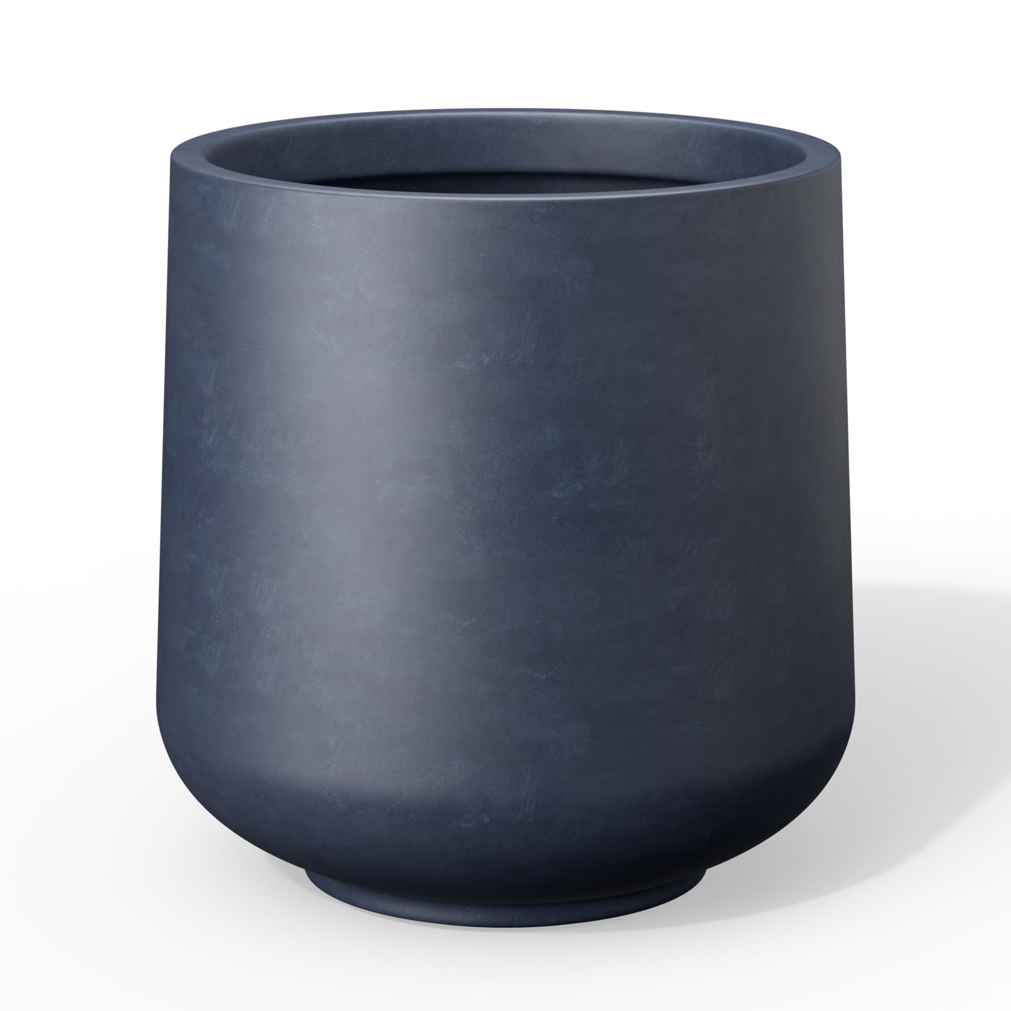 Kante Accent Round Curved Charcoal Concrete Planter 13" Dia, Outdoor