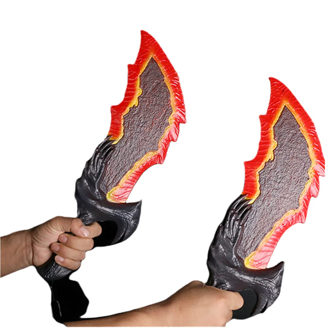 damdos Halloween Prop Cosplay Weapon for Ghost Kratos Flame Knife War NECA Sparta Kratos Blades of Chaos Sword (2pcs 18inch with Link)