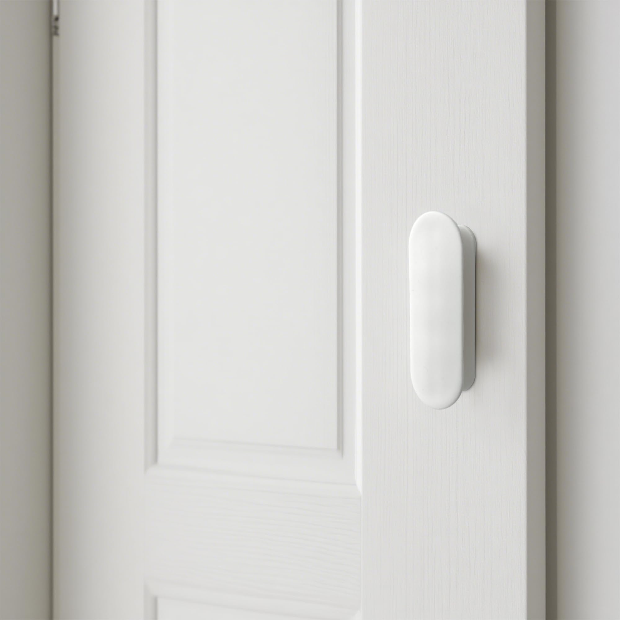 Qancekoo Self-Adhesive Push-Pull Handles – 2 Pack, White Plastic, No-Drill Stick-On Handles For Cabinets, Drawers, Glass Doors, Windows – Strong Adhesive