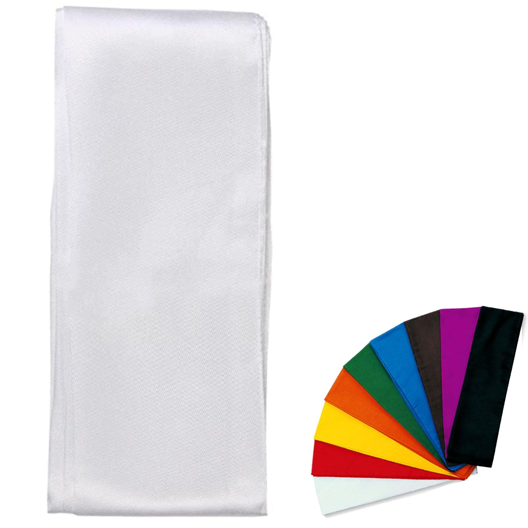 MAR | Traditional Grading Kung Fu Sash Single Colour (White, 7, Centimetres, 300.00, Centimetres, 0.5, Centimetres, 7, Centimetres, 0.5, Centimetres)
