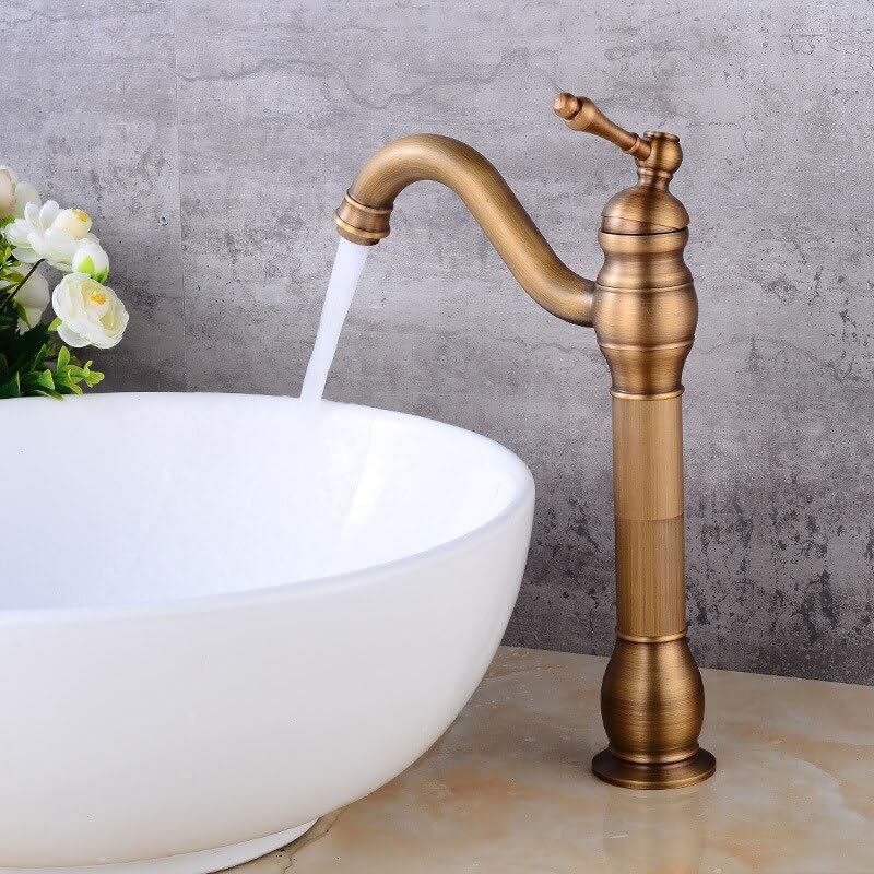 Robinet évier laiton antique mitigeur monotrou eau chaude et froide pour vasque salle de bains noir