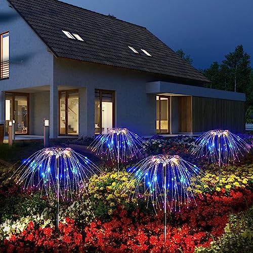 Outdoor Solar Garden Decorative Lights- 105 LED Powered 35 Copper Wires String Landscape Light-DIY Flowers Fireworks Trees for Walkway Patio Lawn Backyard, Christmas Party Decor 1 Pack (Multi-Color)