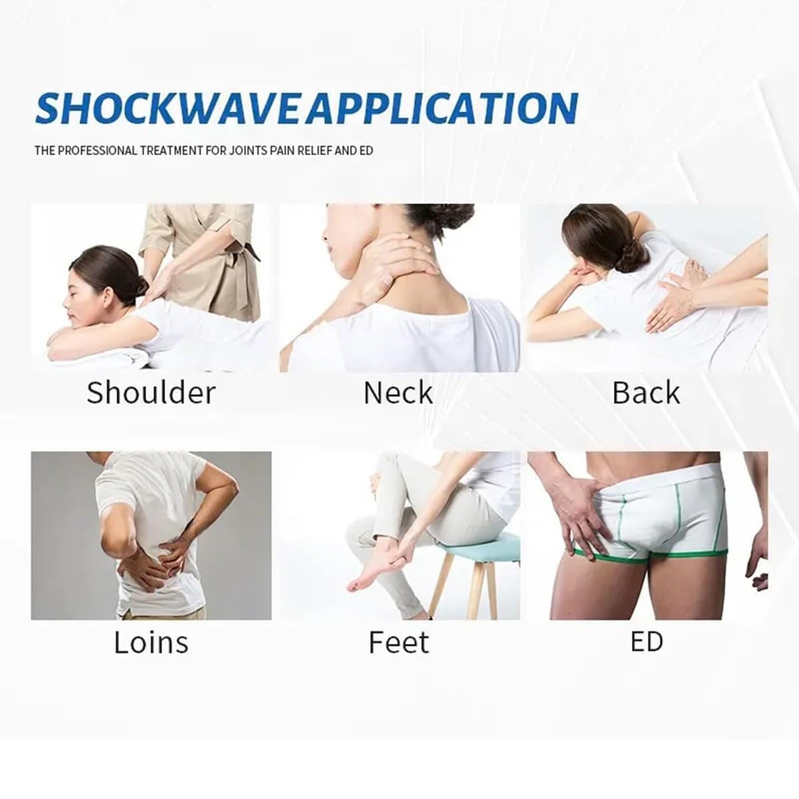 Apparecchio Professionale per Fisioterapia A Onde D'urto, Apparecchio per Terapia della ED, Massaggiatore Muscolare Portatile per Il Sollievo dal Dolore dei Tessuti Profondi