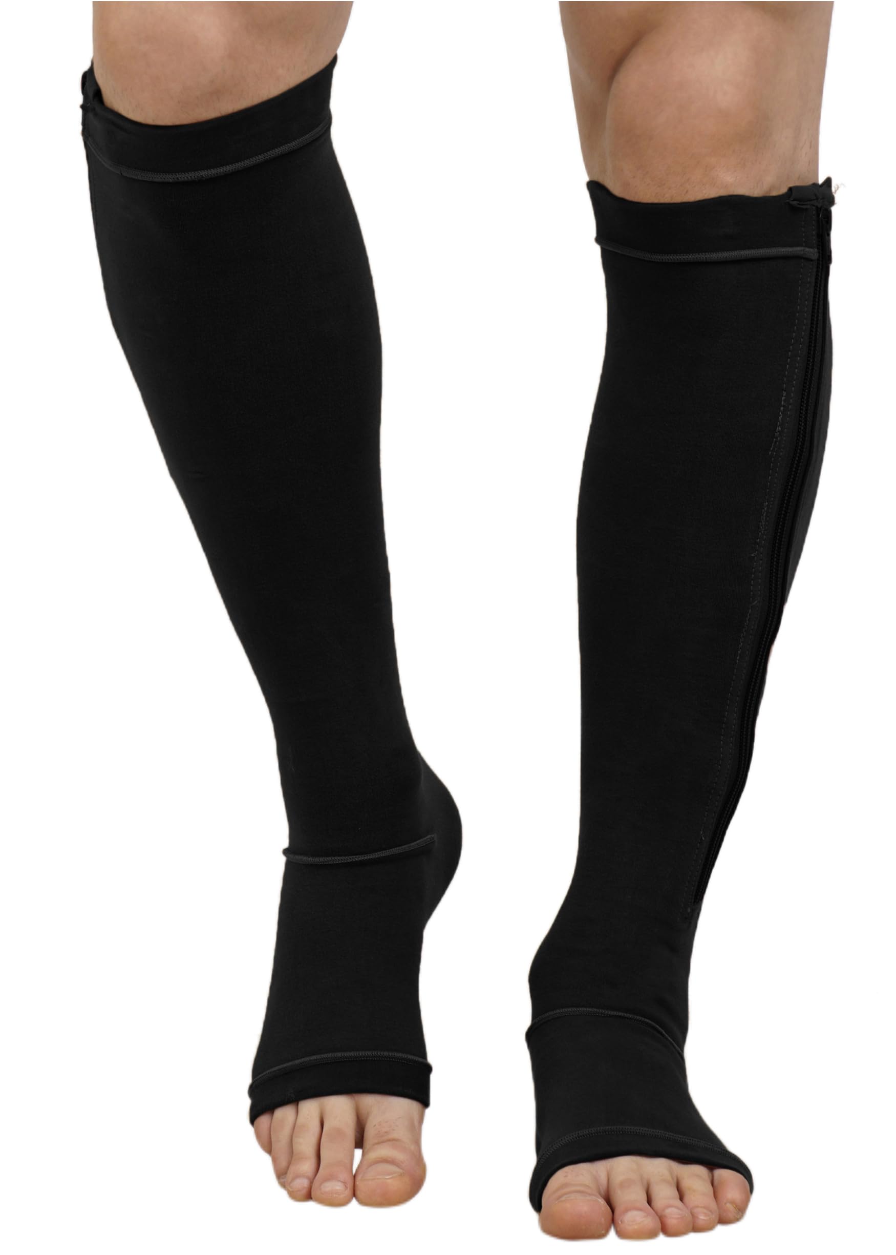 Medical Compression Stockings for Varicose Veins | Below Knee with ZIP Closure | HIGH COMPRESSION | COTTON FABRIC | With Stitching | Unisex | Breathable-picture-20