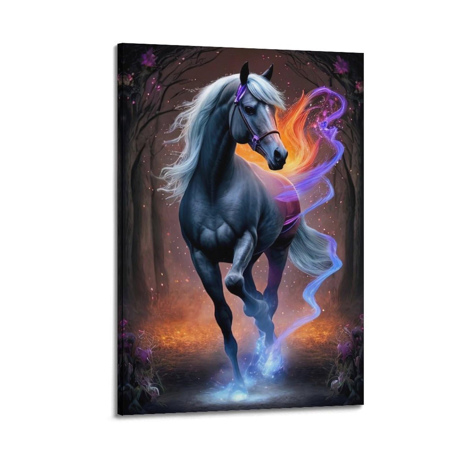 WZKTCL Animal Poster Horses in The Forest Poster Decorative Painting Canvas Wall Posters And Art Picture Print Modern Family Bedroom Decor Posters 20x30inch(50x75cm)