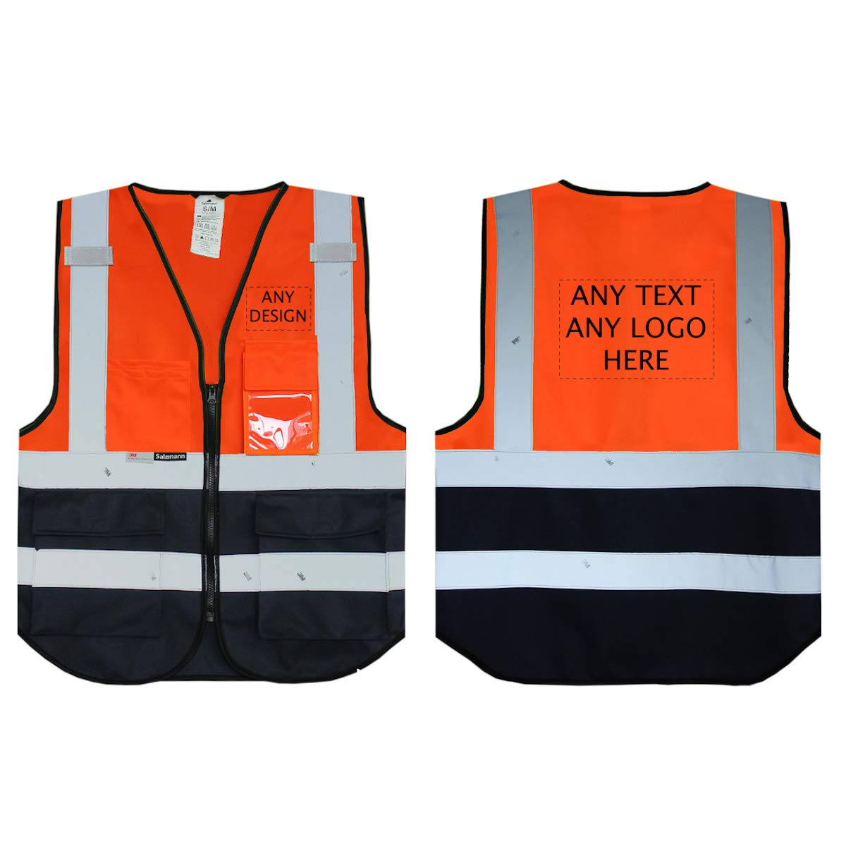 Salzmann High Visibility Vest with Print | 7 Colours & 5 Sizes | Unisex Hi Vis Reflective Vest | Made with 3M Reflective Material