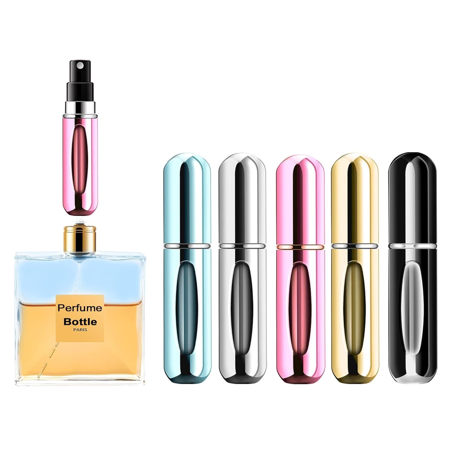 Delzon Refillable Perfume Bottle Atomizer Spray Bottles - 4 Pcs (5ml Each) Suitable For Traveling Outgoing- Multicolor (Pack 5)-image-10
