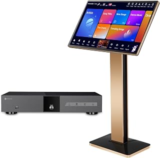 InAndOn Karaoke Machine:Karaoke Player with 21.5" Touchscreen, KV V5 MAX Karaoke Machine with WiFi, YouTube Support, 650,000+ Online Songs, UHF Mics, 4K HD Output, Home KTV System for Party