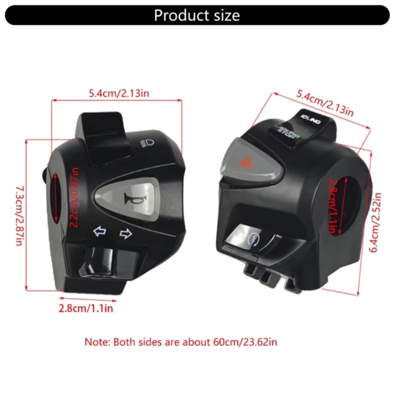 Comando Manubrio Interruttori Di Controllo Del Manubrio Del Motociclo Da 7/8 "22mm Per Gli Accessori Dei Fendinebbia Con Pulsante Clacson Universale