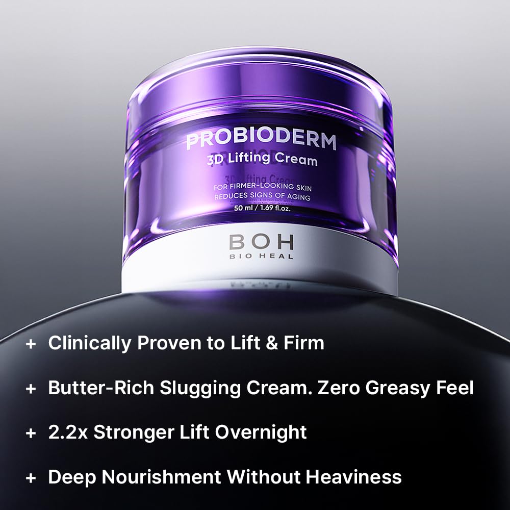 BIOHEAL BOH Crema Facial De Noche Hidratante Antienvejecimiento Coreana Avanzada Probioderm 3D Lifting Cream Con Probióticos, Complejo De 17 Péptidos Y Probioderm Patentado, 50 Ml (Paquete De 1)