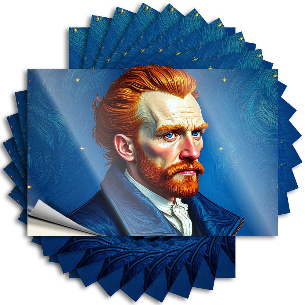 Fzfn Colour Unique, Tattoo Hat A Man With Red Hair And Beard Against A Swirling Blue Background. | Autumn Outdoor Patio Decor(8X12cm)