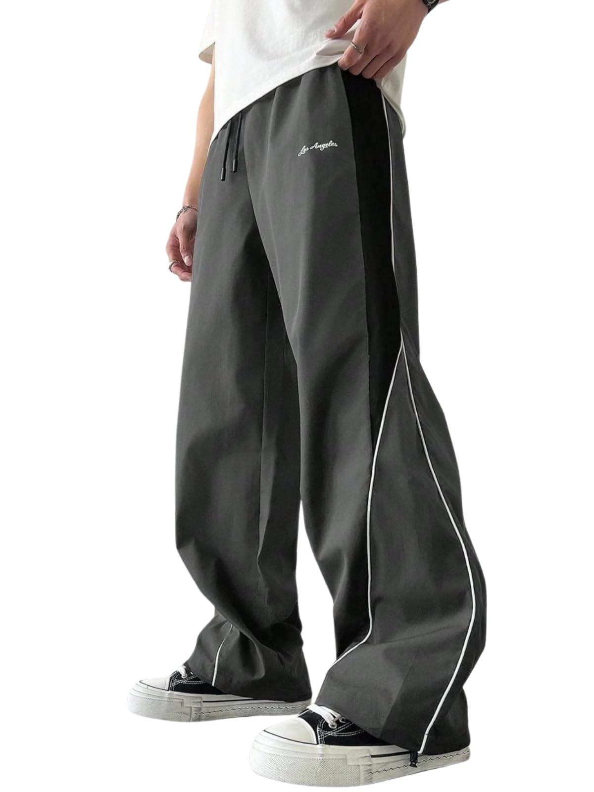 Men Track Pants for Men Baggy Wide Leg Korean Streetwear Trousers-image-35