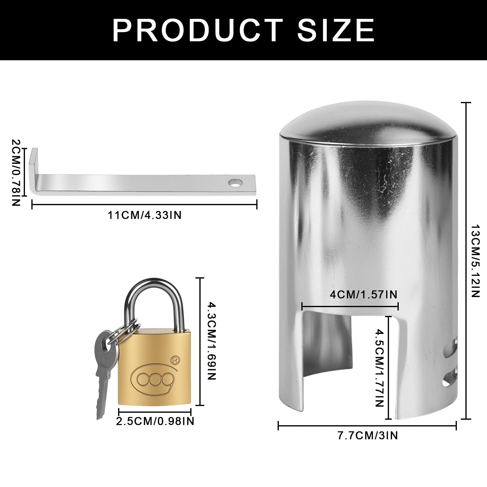 Verrou de Robinet Cadenas Robinet Exterieur Système Verrouillage Serrure Prévenir Embout Tuyau Arrosage Adaptateur Argent