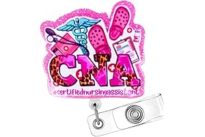 CNA Badge Reel with Bling Glitter for Certified Nurse Assistants with Alligator Clip