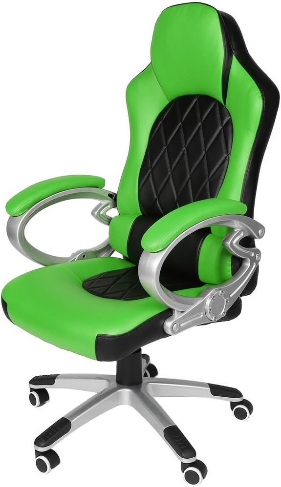 ALTERDJ Adjustable Gaming Chair high back 360 Degree Rotation Rolling Wheels swivel Home Office PC Computer Desk Ergonomic Height Recliner Racing Chair (Green)