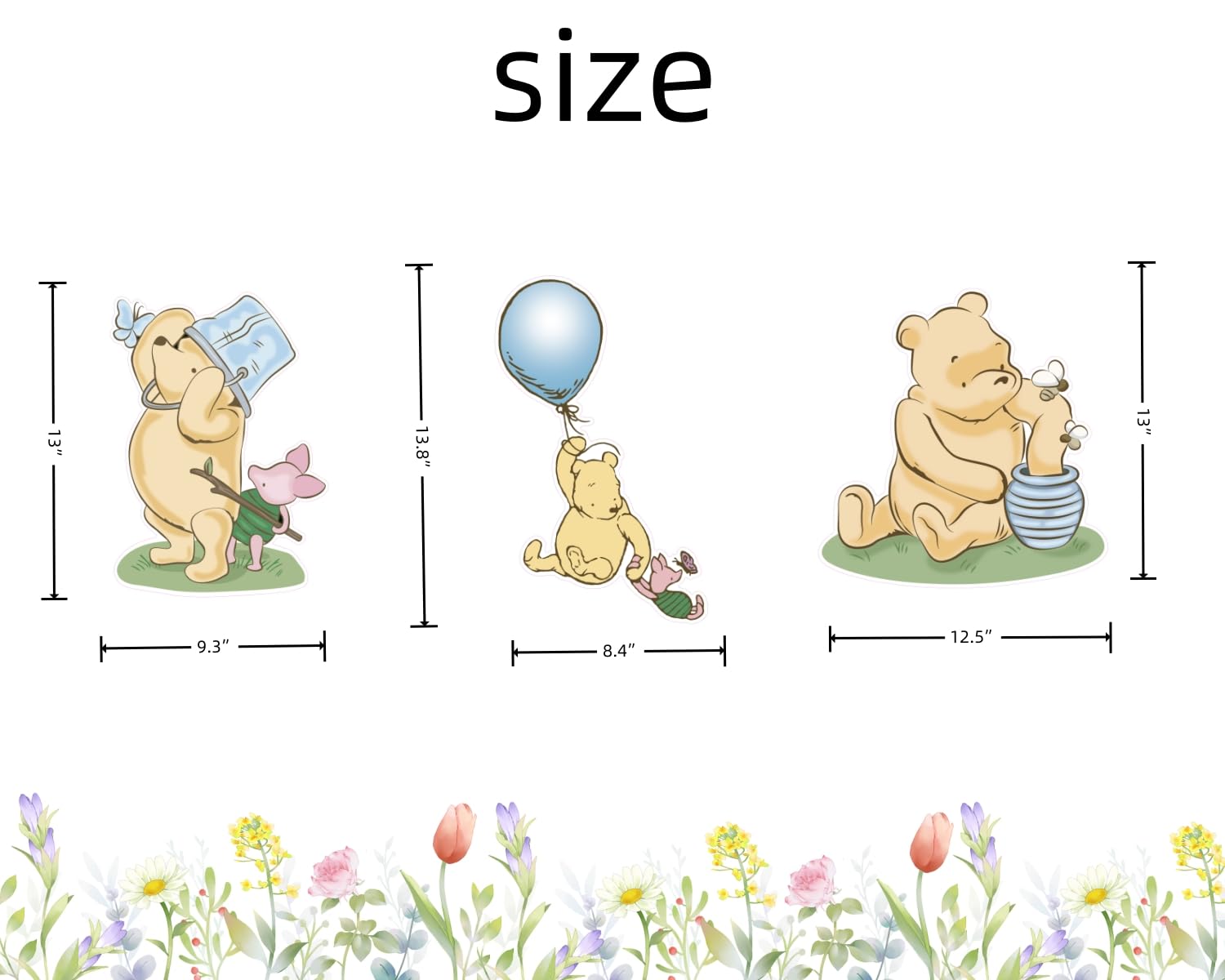Blue Pooh Baby Shower Cutouts Decor 3 PCS Cute Winnie Cutout Prop for Boys First Birthday Deocration Welcome Baby Supplies Stand Up Prop Centerpiece