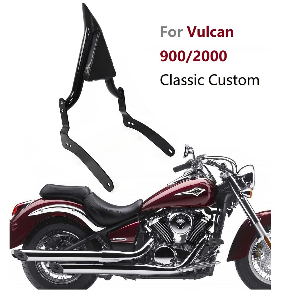 [New Generation] Black Sissy Bar, Detachable Passenger Backrest Rear Pad Fit for Kawasaki Vulcan 900 Vulcan 2000 2004-2023