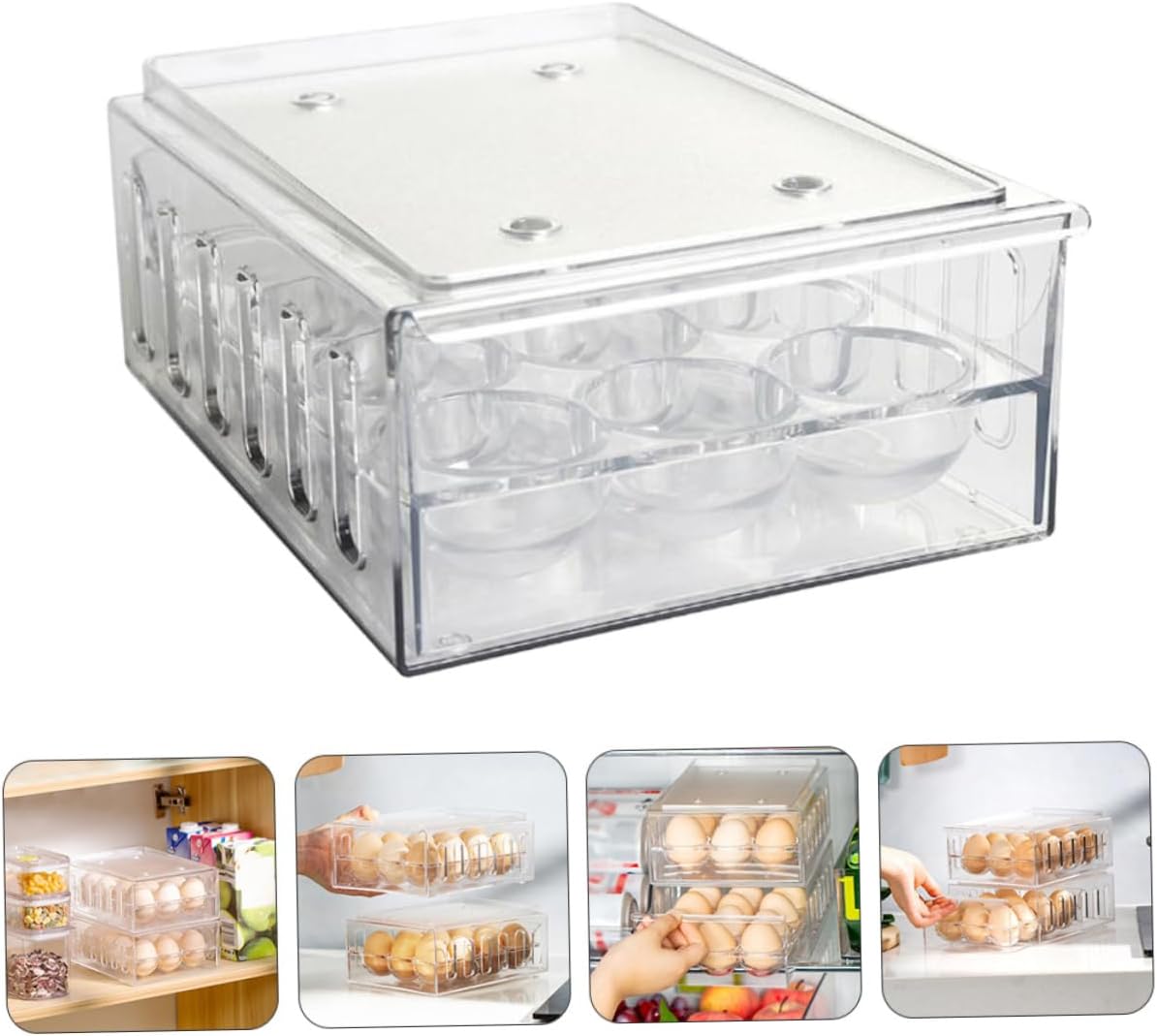 Refrigerator Egg Container Drawer Storage Air Permeable Space-saving Organizer