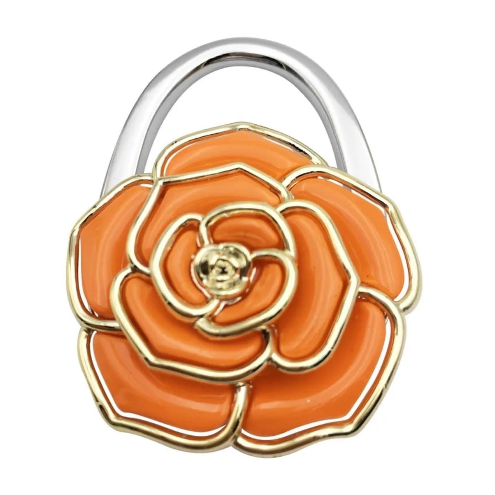 WWYYZAYC Rose Handbag Hook Golden-Edged Creative Purse for Women Portable Briefcase Hanger(Orange)