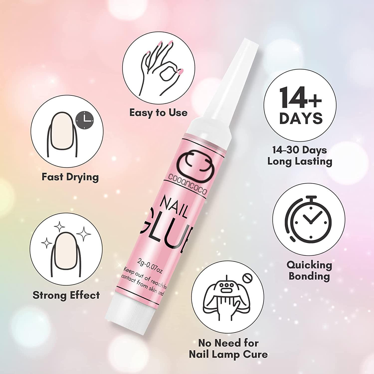 Komoko Quick Drying Artificial Nail Glue For Fake/False Nails | Easy to Apply Professional Adhesive Beauty Nail Art Glue (Pack of 3 x 3 Grams)