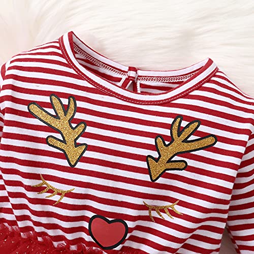 Kerstjurk voor babymeisjes, set voor meisjes, kerstjurk, tutu jurk, schattige eland, bedrukte feestjurk met hoofdband… - Image 5