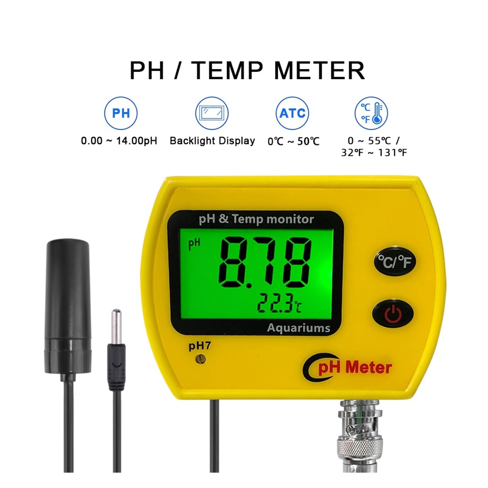 Misuratore PH con Retroilluminazione Online PH-991 Tester for Acquario Monitor Temperatura Strumento Acidimetro for Acqua della Piscina del Serbatoio Rilevamento Rapido E Preciso