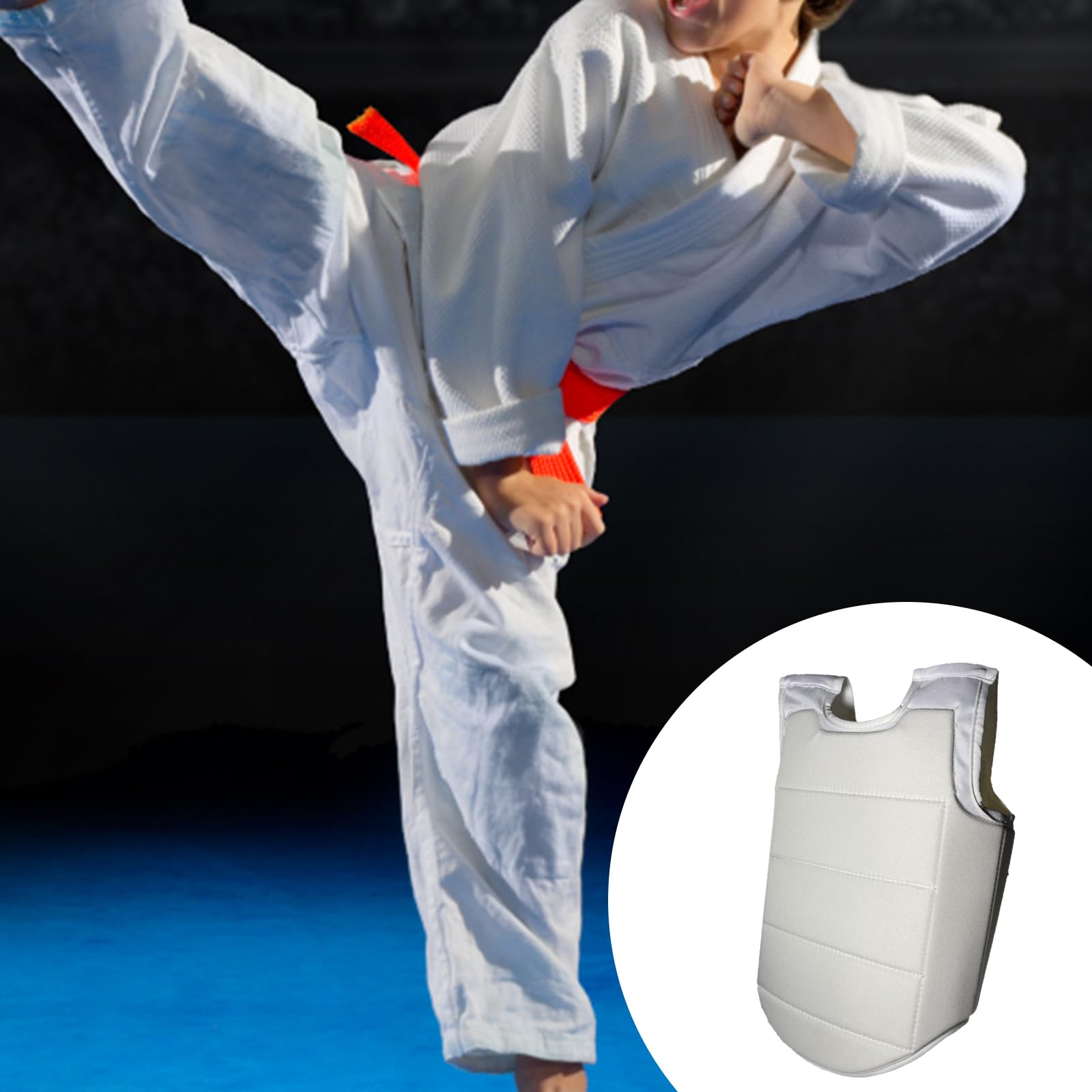 Perfeclan Karate Brustschutz Rippenschild Chasuble Verstellbarer Körperschutz für Jugendliche Erwachsene Kinder Training Sport MMA Boxen