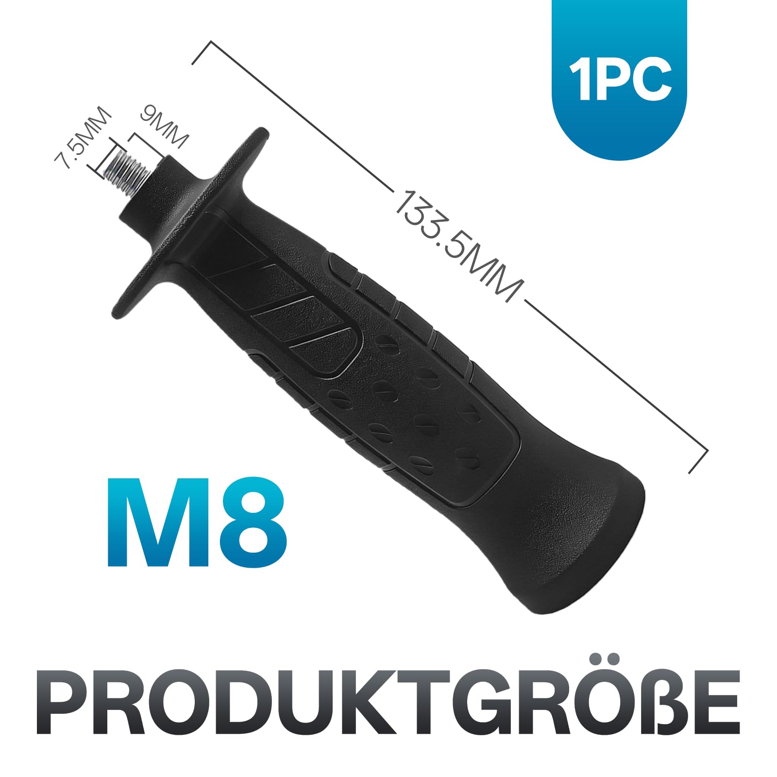 Supporto laterale per smerigliatrice angolare M8, antiscivolo, durevole, accessorio di ricambio per smerigliatrice angolare, compatibile con la maggior parte dei modelli, nero
