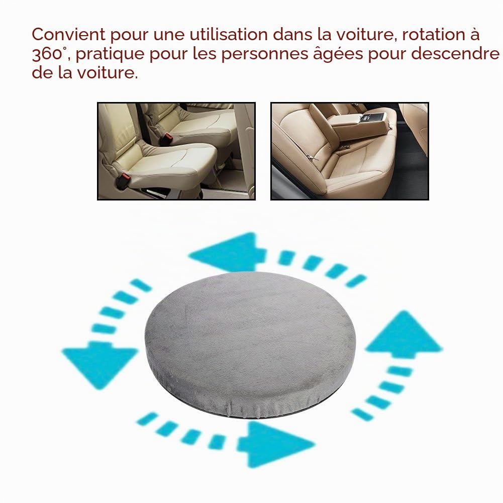Coussin de Siège de Voiture, Coussin de Siège de Voiture de Mobilité Antidérapant, Rotatif à 360 Degrés, Coussin de Siège Rotatif pour Chaises de Bureau Ou de Maison, 39 Cm
