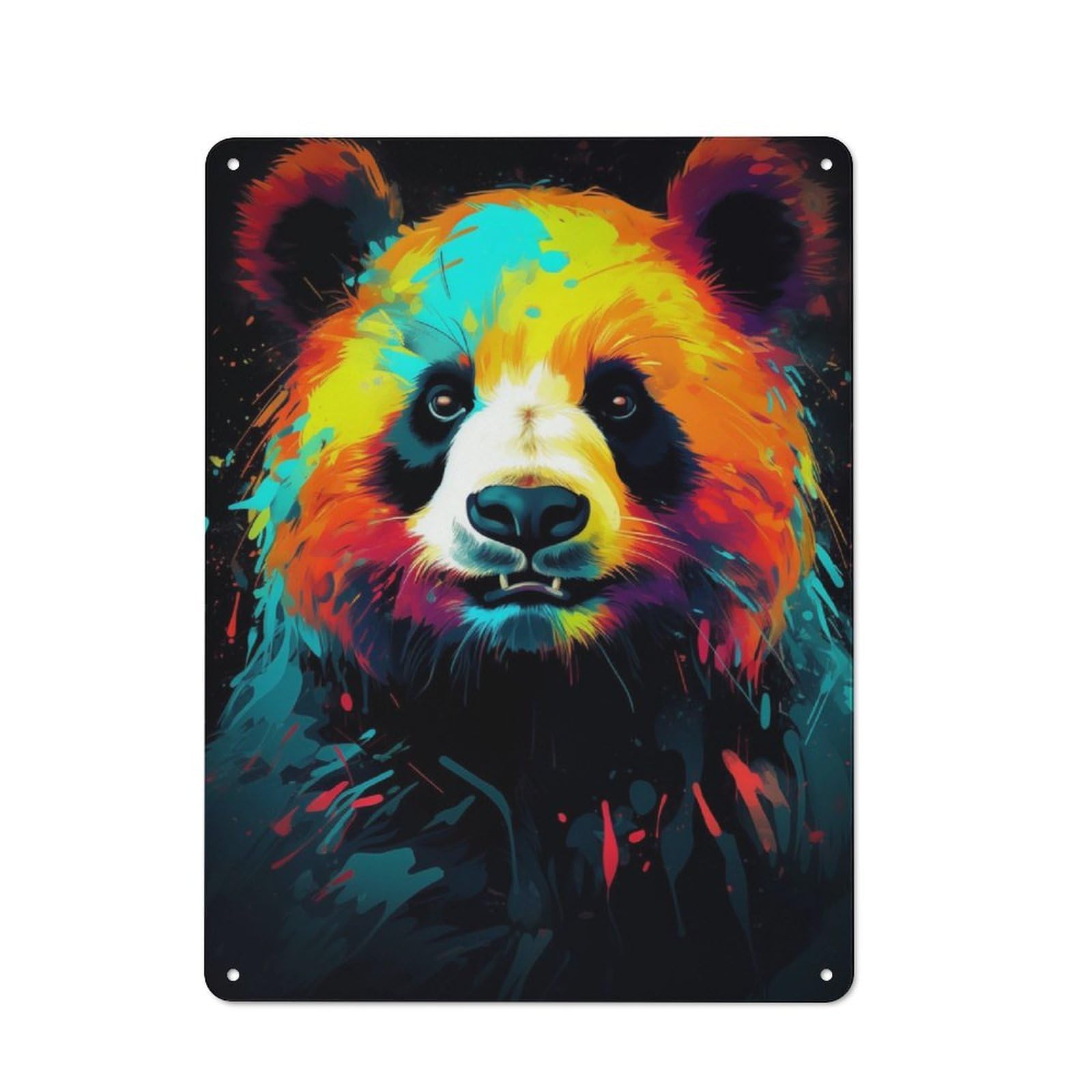 Neon Panda Metal Gift Sign 40x30cm, Vintage Home Wall Decor for Home, Shop, Pub Or Studio Wall