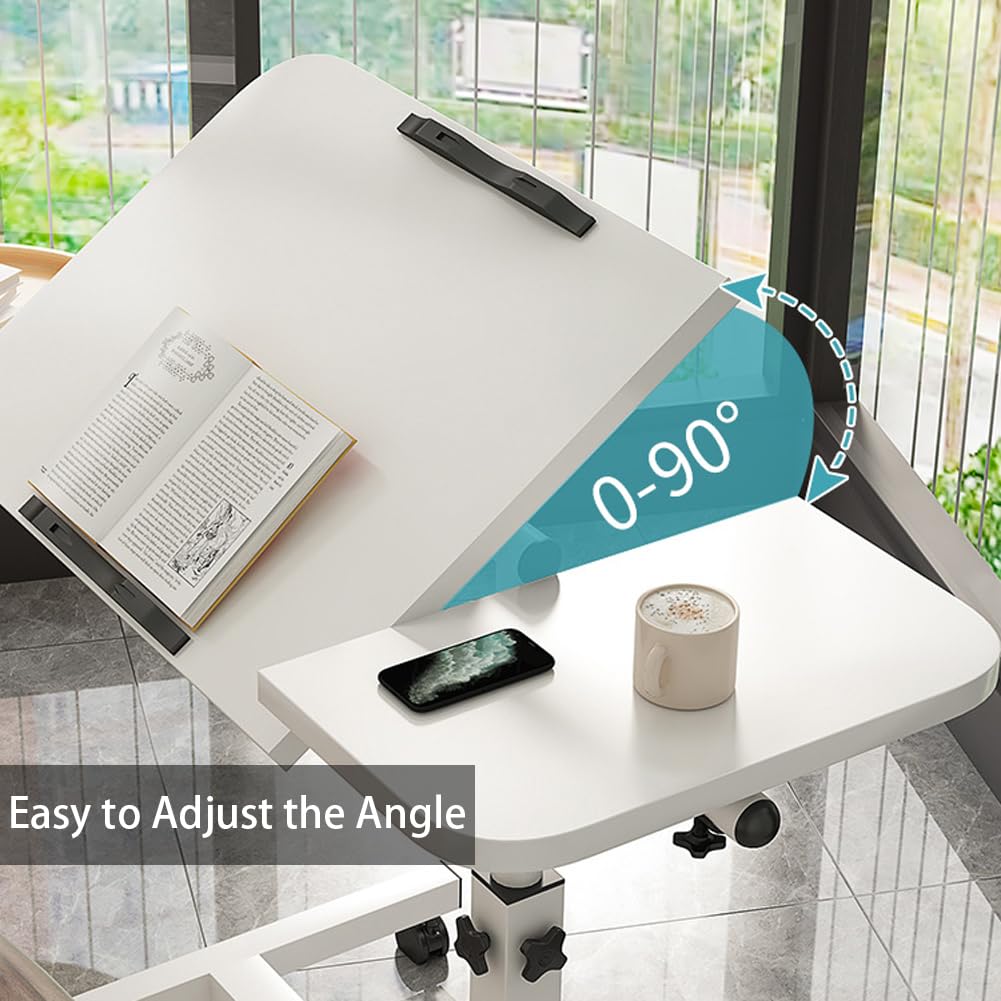Mesa de cama con ruedas de altura ajustable, mesa móvil para discapacitados para comer, mesa de hospital sobre la cama, sofá sobre la cama, mesa auxiliar con bandeja, carrito de escritorio