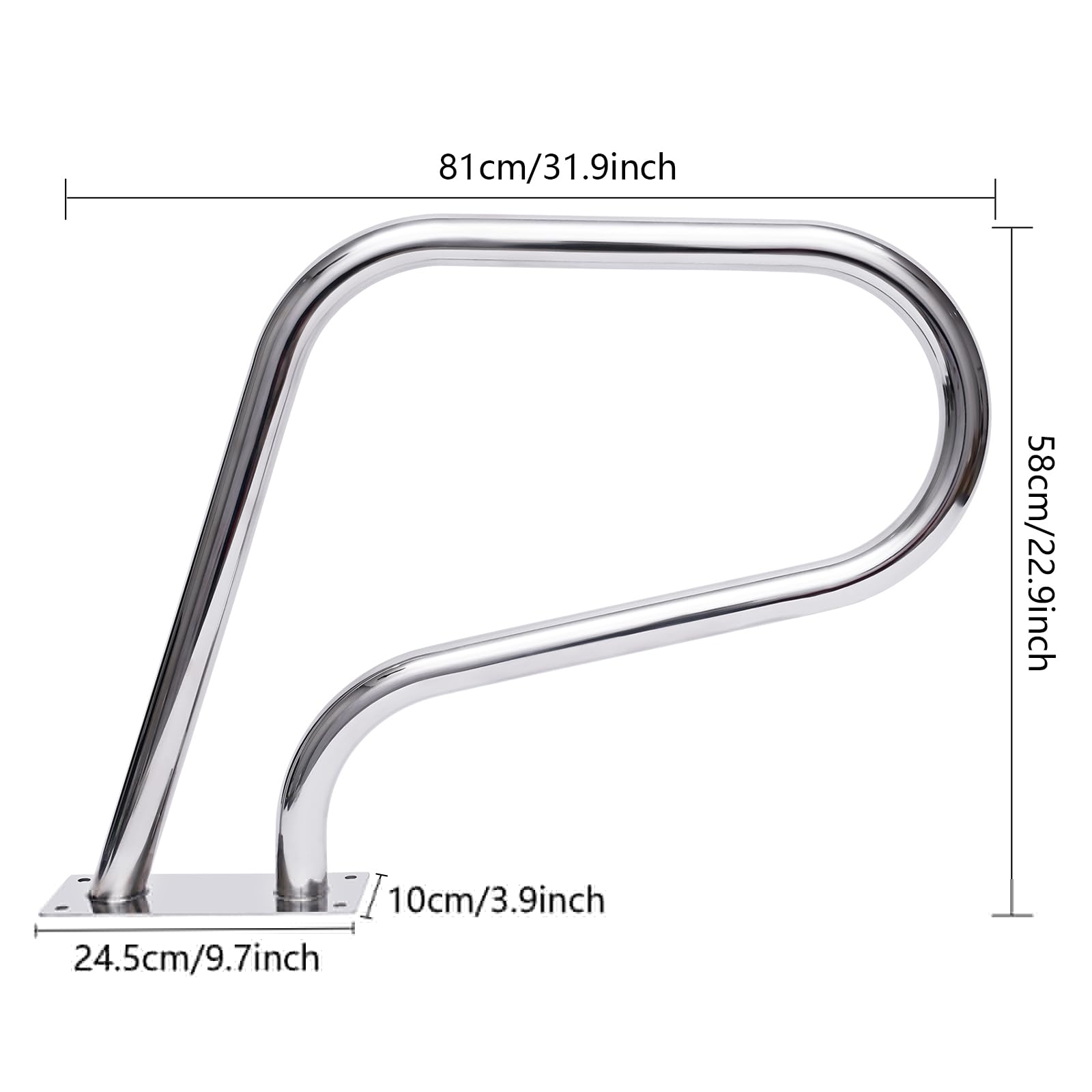 Pasamanos de acero inoxidable, barandilla de bañera, barandilla de piscina, barandilla de piscina, barandilla de piscina en forma de U, pasamanos de piscina con base, para piscinas, inclinado, parque