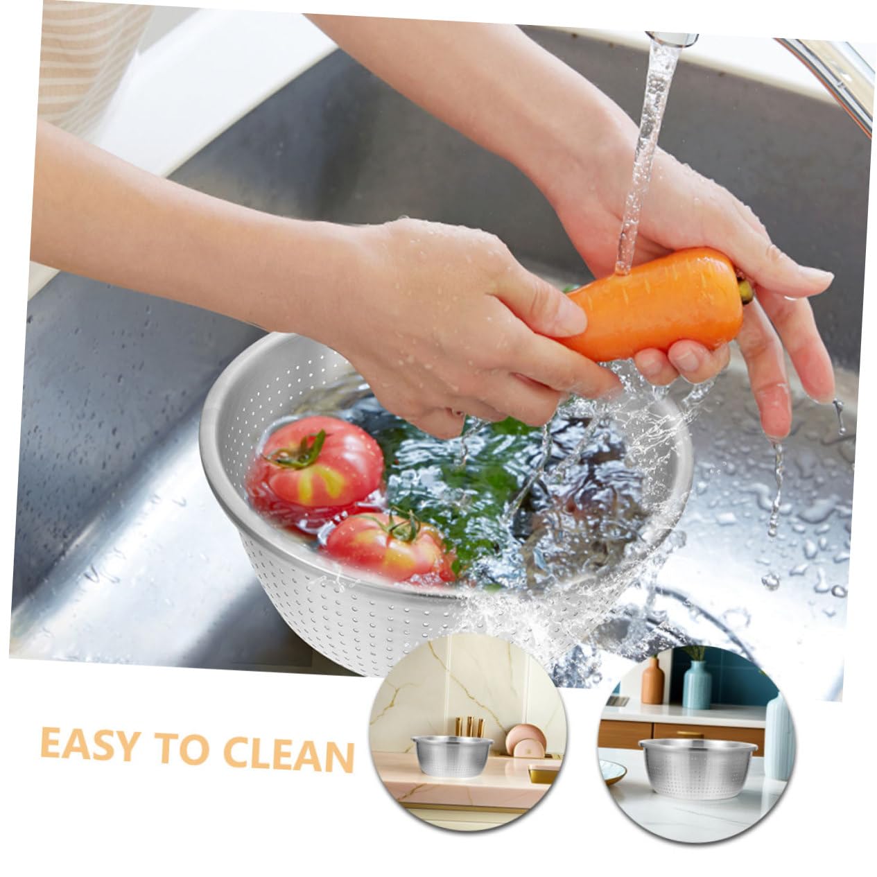 Colador de Acero Inoxidable con Malla Fina Cuenco Perforado para Lavar Escurridor Apilable para Cocina Capacidad Grande y Superficie Pulida para Alimentos