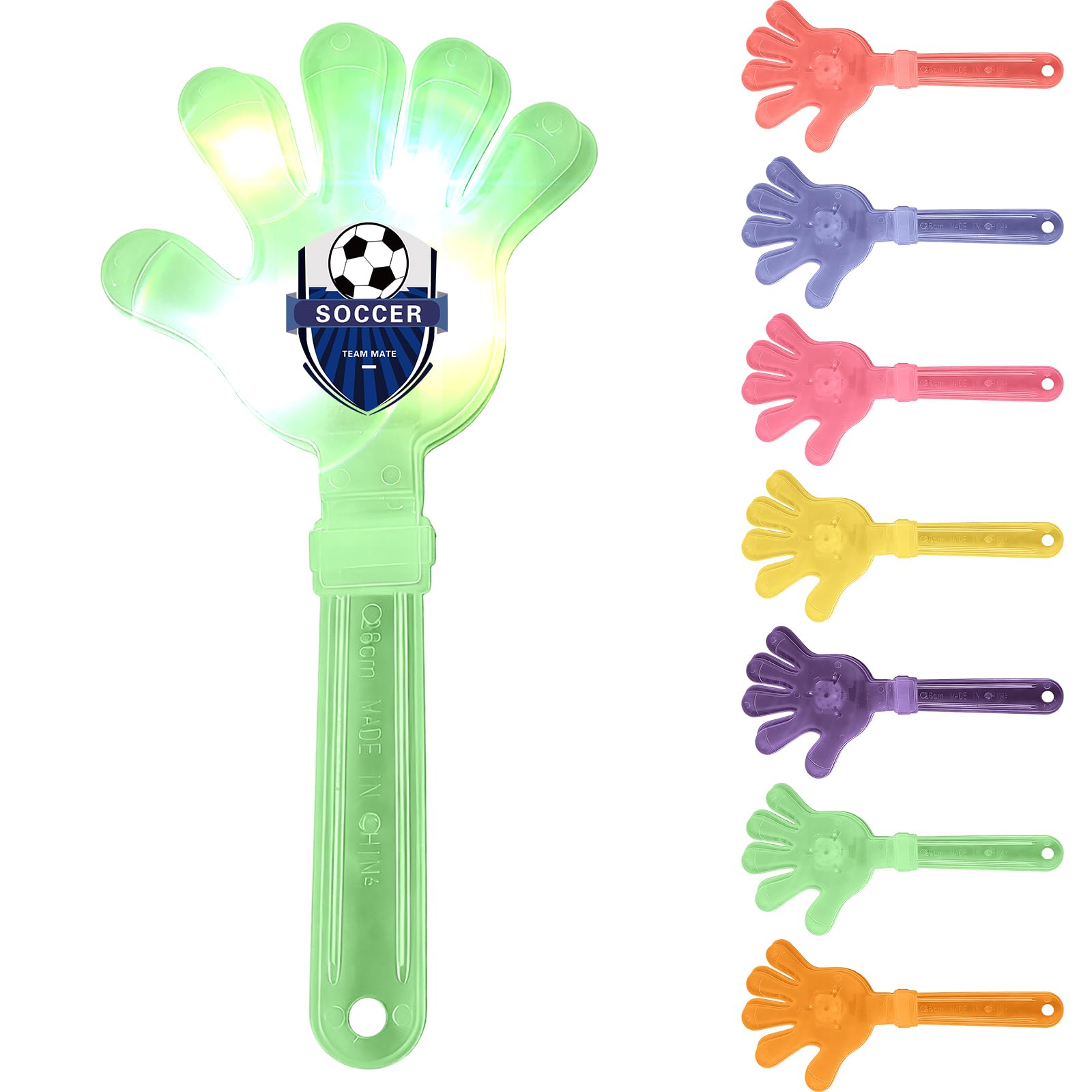 Personalised Plastic Hand Clapper, Personalised Noisemakers for Party, Sport Event, Corporate Promotional Events, and Team Spirit, Custom Logo, Standard & Glow in the Dark Versions (Green, Light-up)
