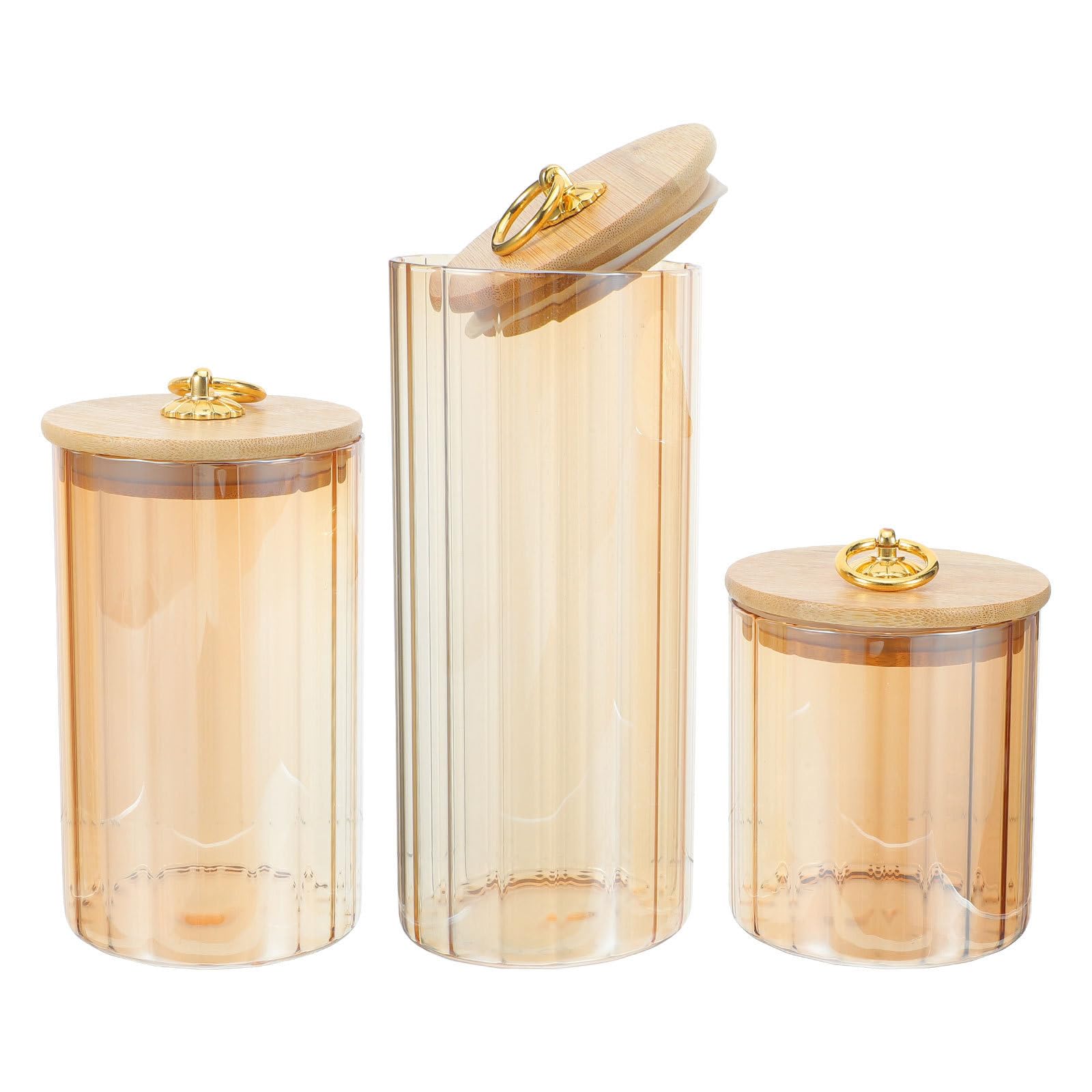 Gatuida 3 Piezas Recipiente de Vidrio con Tapa Hermética para Almacenar Alimentos, Diseño Vintage con Tapa de Madera, Capacidad 750ml Adecuado para Uso Diario en Cocina