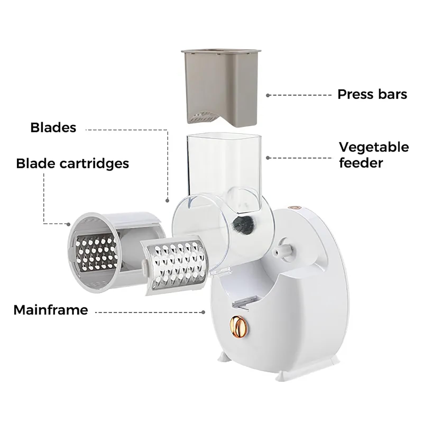 Grattugia elettrica per formaggio e verdure con lame intercambiabili, facile da pulire, perfetta per cucina, campeggio e ristorante