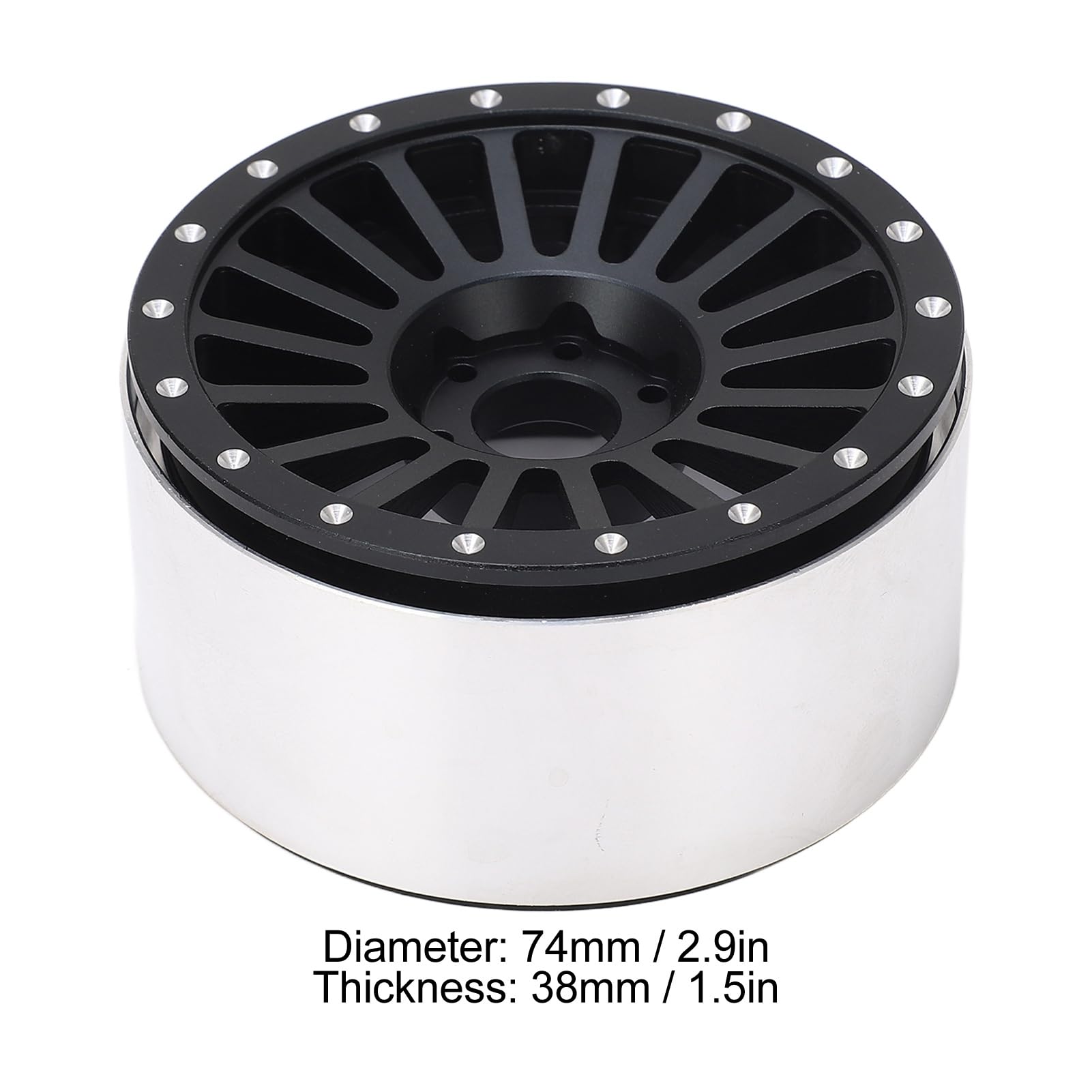 Cerchio in lega di alluminio RC da 2,6 pollici, 4 pezzi; cerchio metallico per auto RC compatibile con Axial RR10 90048, scala 1/10; sostituzione leggera e resistente, fornita con (Nera)