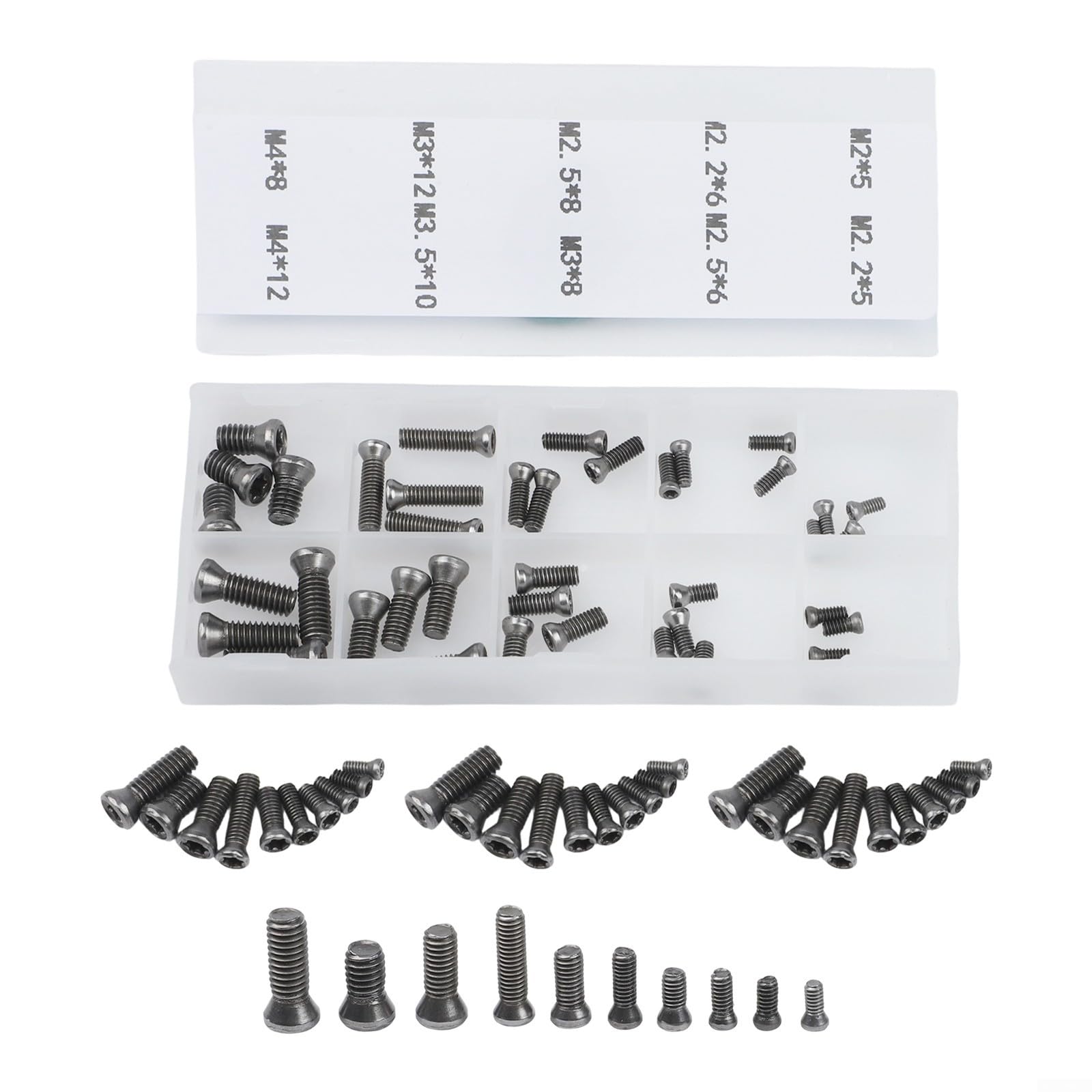 Set di 50 viti portautensili per tornio CNC M2 M2,2 M2,5 4 mm per inserti in metallo duro nero