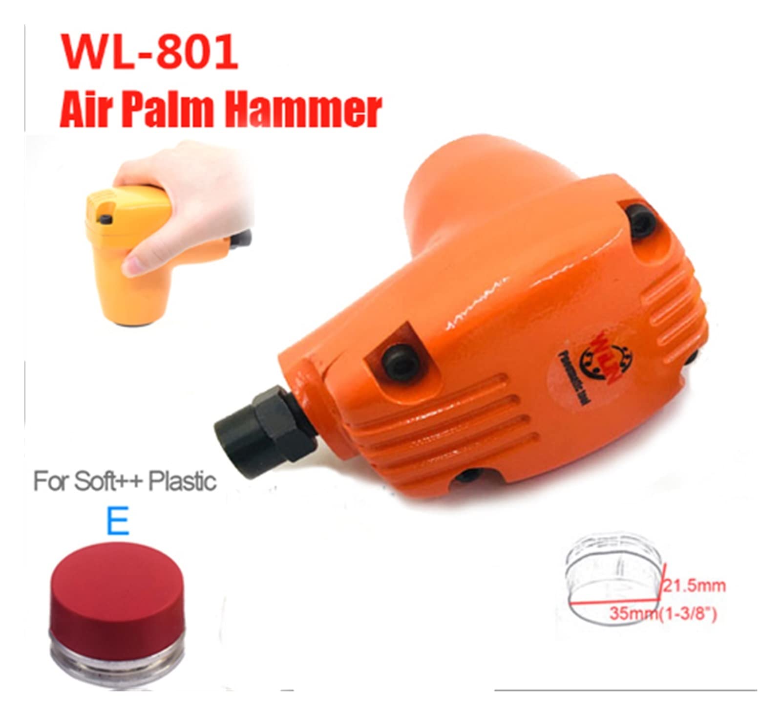Martillo neumático Herramientas de aire neumático Palmera de mano Knock Beat Strike Hammer Scaler Up-801(Hammer and 4pcs head)