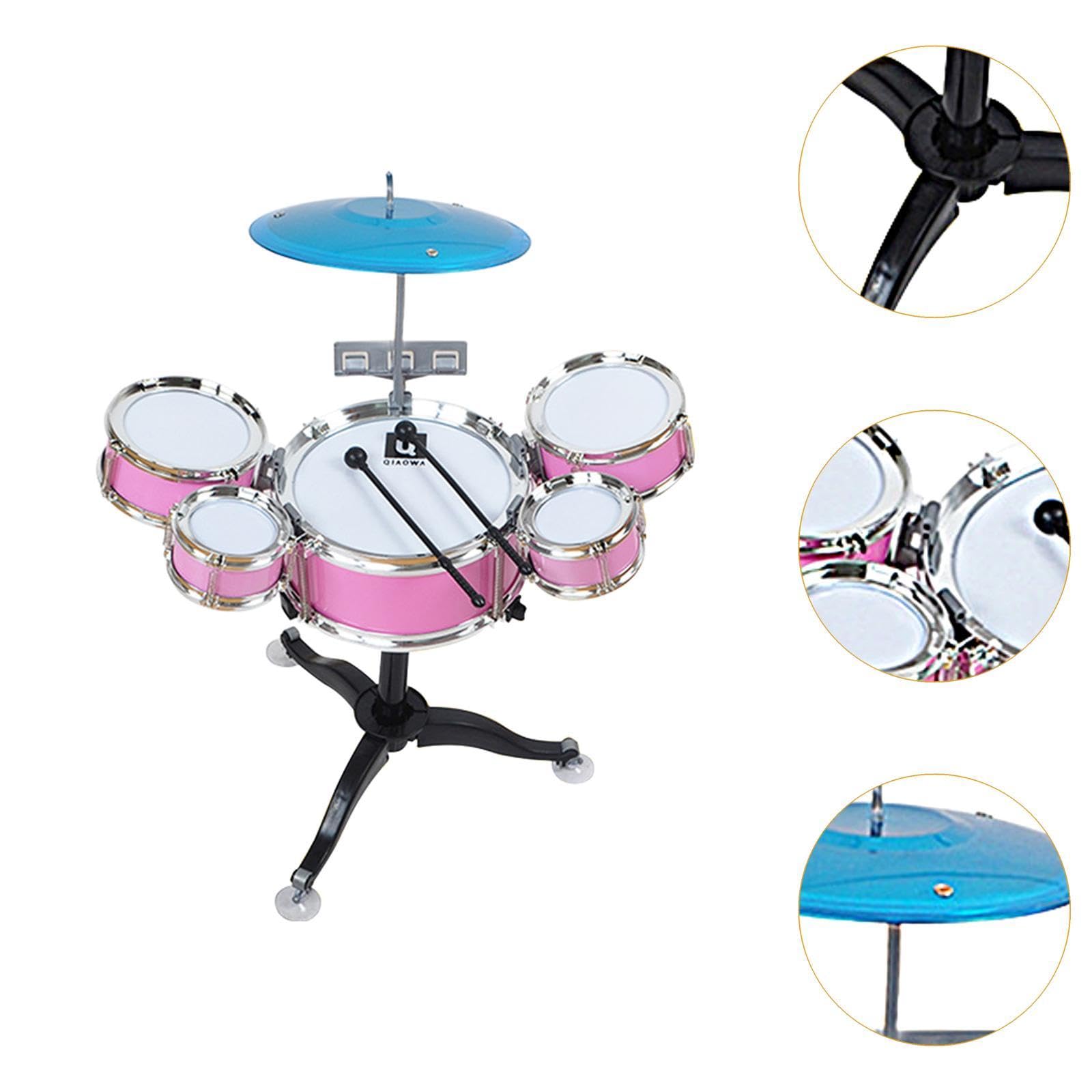 Gralara Batteria per Bambini Set Percussione Giocattolo Musicale Strumento Ritmico Educativo Materiali Resistenti Adatto a Gioco E Apprendiment, Rosa
