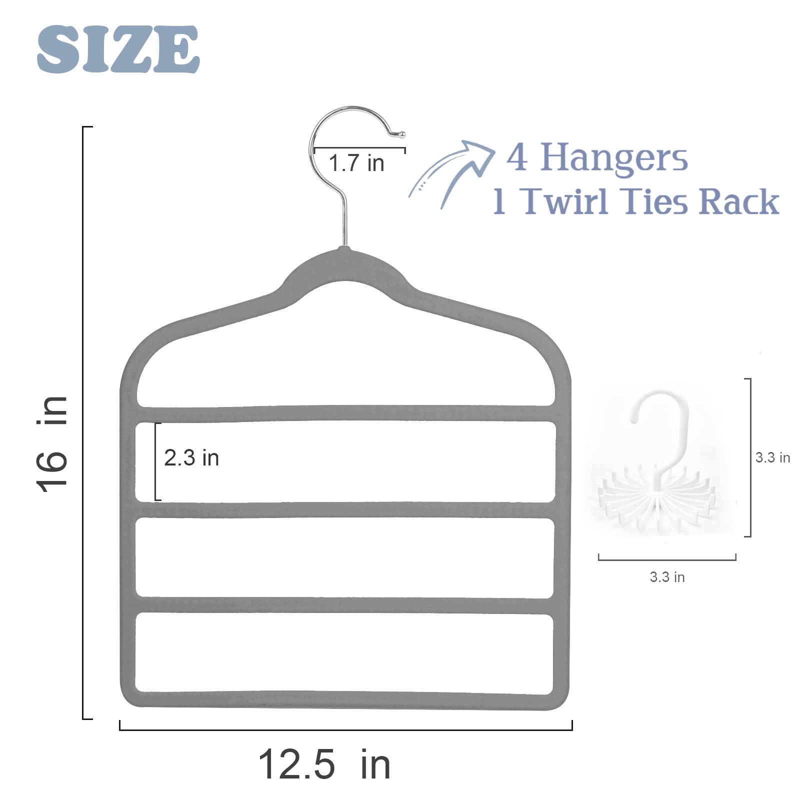 Appendiabiti Pantaloni Salvaspazio - 4 Ganci Vellutati, Grigi, Fino 5kg, Organizza Armadio - Foto 5