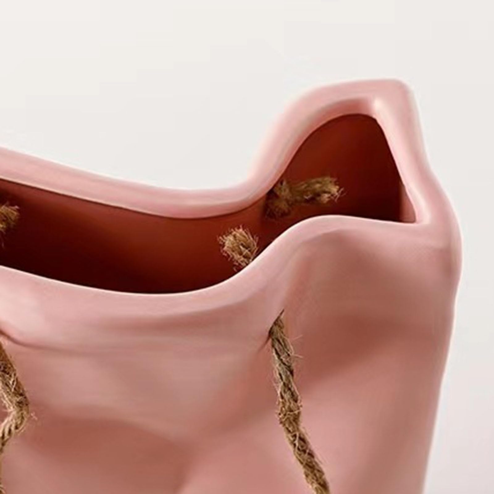 Ceramiczny wazon na kwiaty – dekoracyjna torba na zakupy do aranżacji kwiatów, kształt marszczonej torby papierowej o dużej pojemności, idealny do dekoracji regału na książki