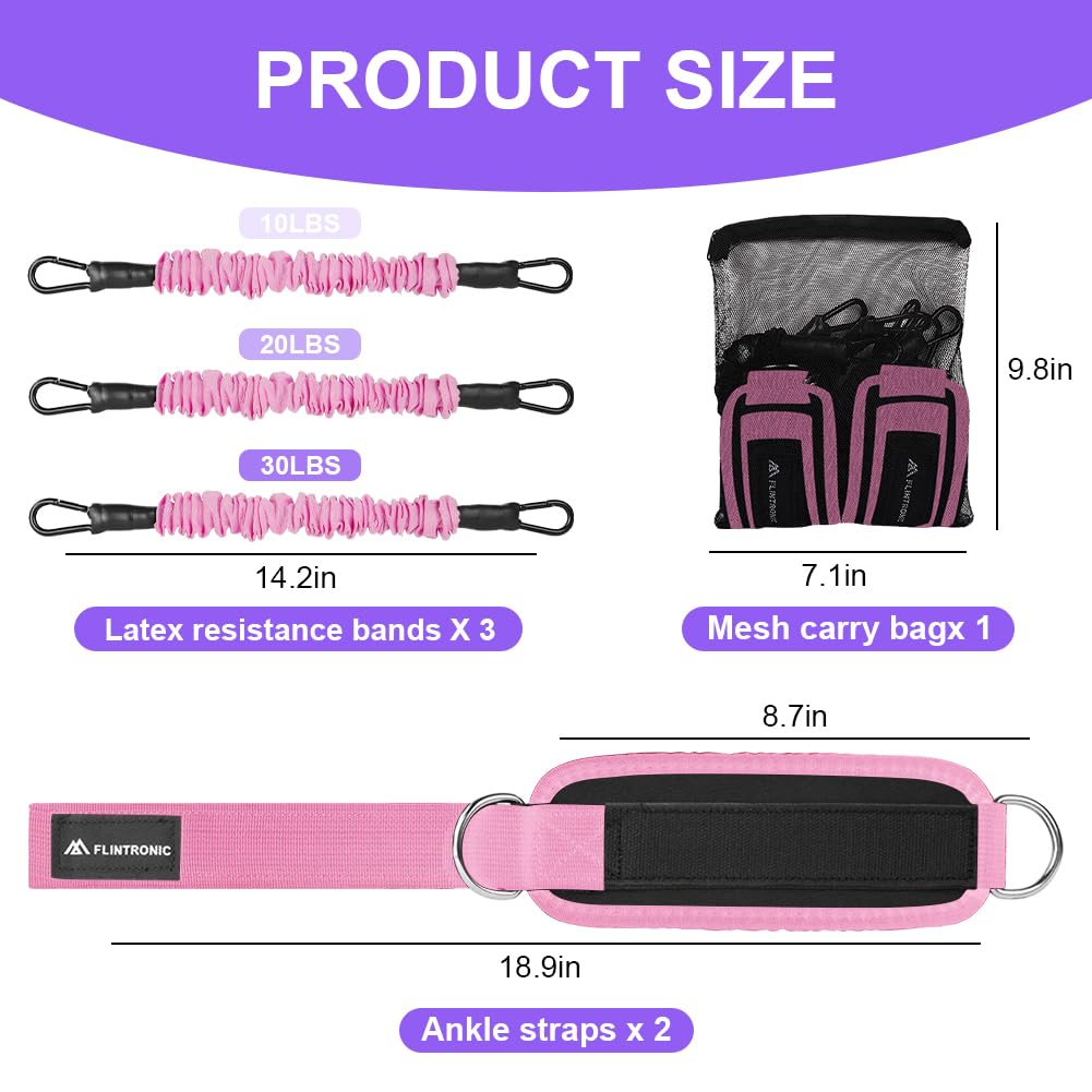 Flintronic Resistance Bands Set, Ankle Resistance Bands, Gym Cuffs with Double D-Ring - Image 2