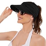 Sun Hats for Women UV Protection Sun Visor Wide Brim Summer Hats with Ponytail