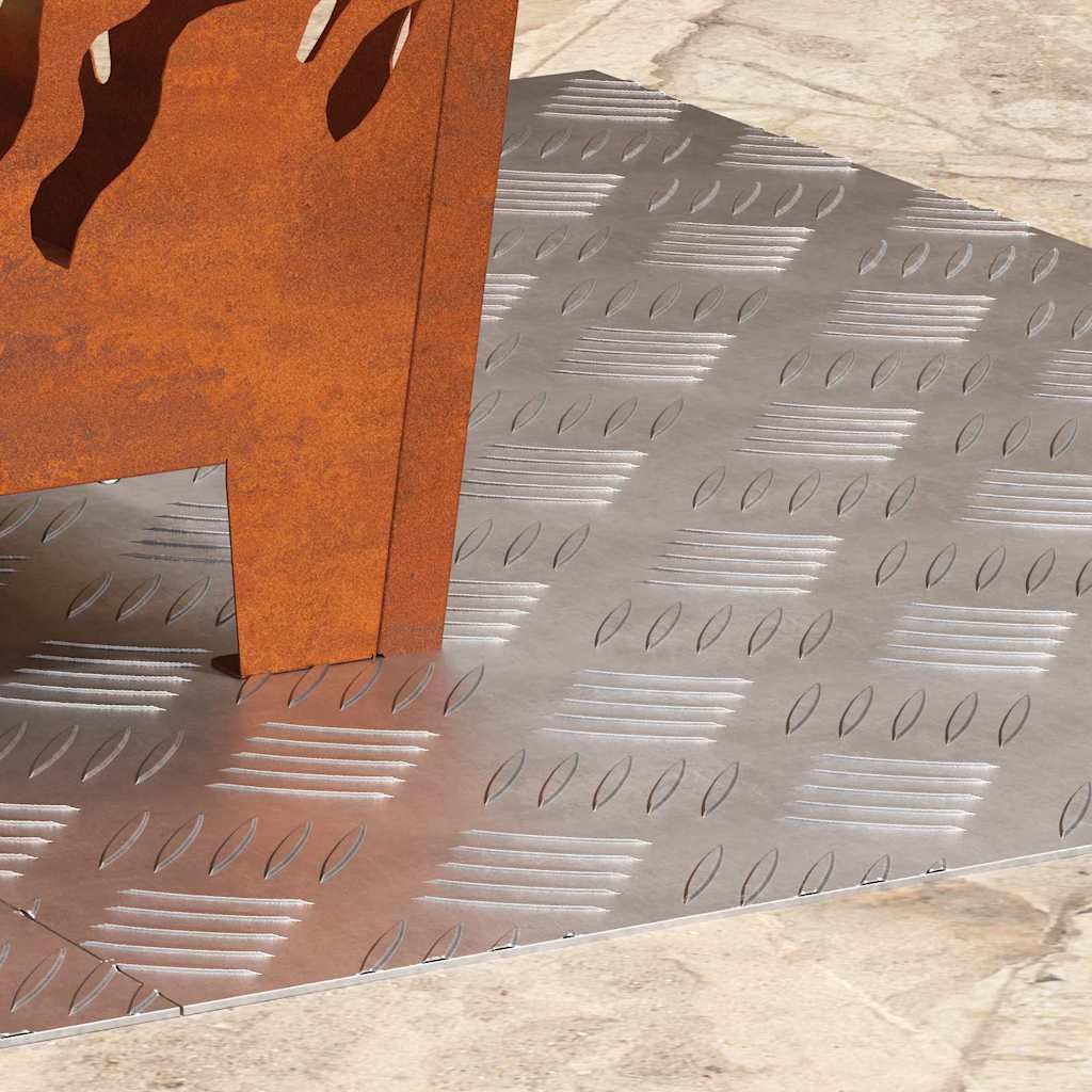 Prostokątne stopnie schodowe z aluminium, blacha ryflowana, srebrna, 70 x 50 cm, zestaw 2 sztuk, antypoślizgowy uchwyt do wewnątrz i na zewnątrz, mata schodowa z ochroną przed krokami